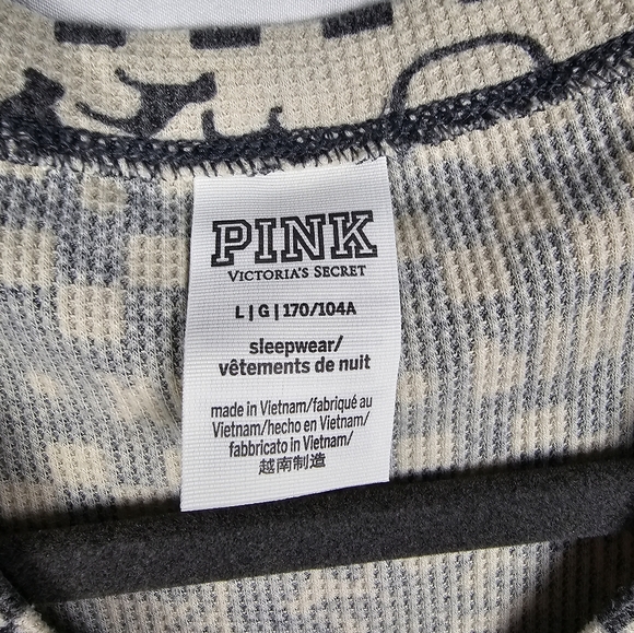 Victoria's Secret Pink Thermal Printed One Piece Long Jane Sleepwear sz L - Picture 6 of 7